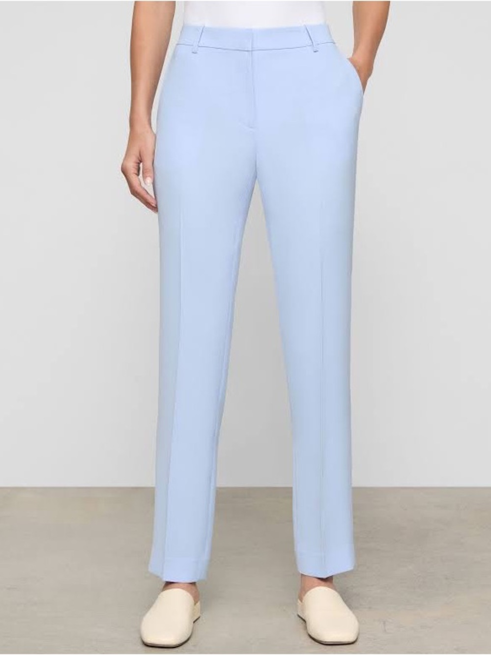Lafayette 148 New York Light Blue Wide-Leg Trousers